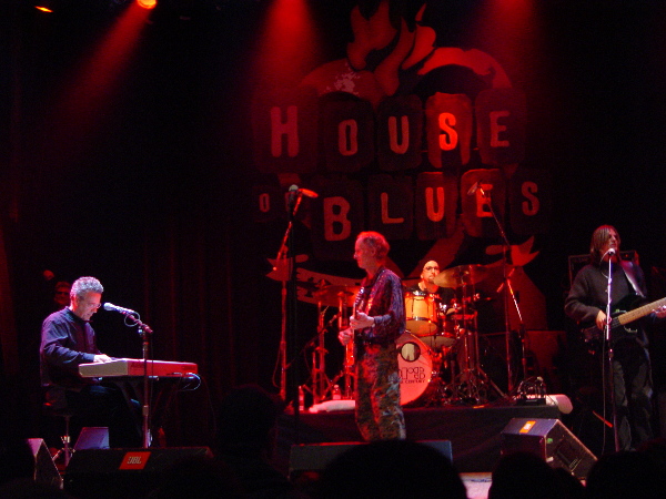A stage with a band on it.