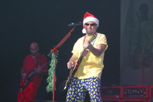 A man wearing a santa hat.