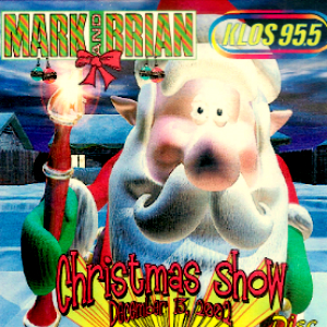 A cartoon of santa clause and the words " christmas show ".
